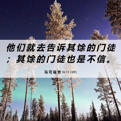 Picture 06 - 马 可 福 音 16:13 CUVS - 他 们 就 去 告 诉 其 馀 的 门 徒 ； - Bible Verse Picture