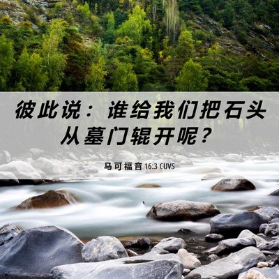 Picture 06 - 马 可 福 音 16:3 CUVS - 彼 此 说 ： 谁 给 我 们 把 石 头 从 - Bible Verse Picture