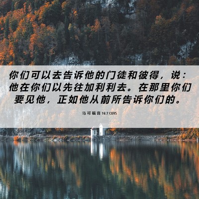Picture 06 - 马 可 福 音 16:7 CUVS - 你 们 可 以 去 告 诉 他 的 门 徒 和 - Bible Verse Picture