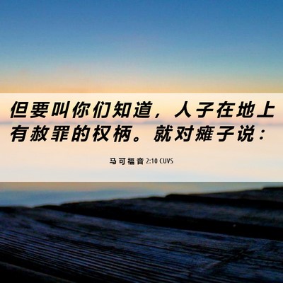 Picture 06 - 马 可 福 音 2:10 CUVS - 但 要 叫 你 们 知 道 ， 人 子 在 地 - Bible Verse Picture