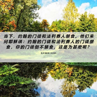 Picture 06 - 马 可 福 音 2:18 CUVS - 当 下 ， 约 翰 的 门 徒 和 法 利 赛 - Bible Verse Picture