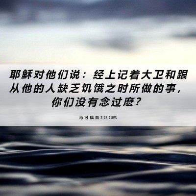 Picture 06 - 马 可 福 音 2:25 CUVS - 耶 稣 对 他 们 说 ： 经 上 记 着 大 - Bible Verse Picture