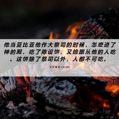 Picture 06 - 马 可 福 音 2:26 CUVS - 他 当 亚 比 亚 他 作 大 祭 司 的 时 - Bible Verse Picture