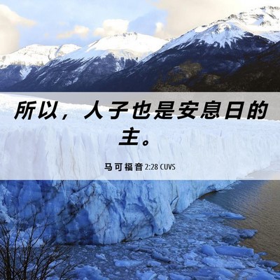 Picture 06 - 马 可 福 音 2:28 CUVS - 所 以 ， 人 子 也 是 安 息 日 的 主 - Bible Verse Picture