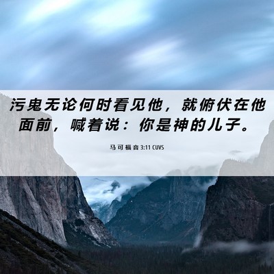 Picture 06 - 马 可 福 音 3:11 CUVS - 污 鬼 无 论 何 时 看 见 他 ， 就 俯 - Bible Verse Picture