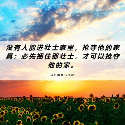 Picture 06 - 马 可 福 音 3:27 CUVS - 没 有 人 能 进 壮 士 家 里 ， 抢 夺 - Bible Verse Picture