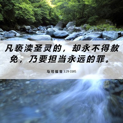 Picture 06 - 马 可 福 音 3:29 CUVS - 凡 亵 渎 圣 灵 的 ， 却 永 不 得 赦 - Bible Verse Picture