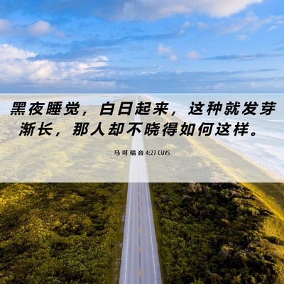 Picture 06 - 马 可 福 音 4:27 CUVS - 黑 夜 睡 觉 ， 白 日 起 来 ， 这 种 - Bible Verse Picture