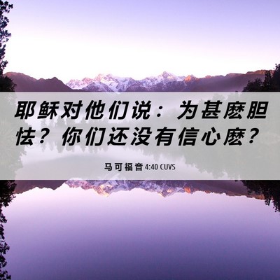 Picture 06 - 马 可 福 音 4:40 CUVS - 耶 稣 对 他 们 说 ： 为 甚 麽 胆 怯 - Bible Verse Picture