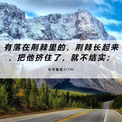 Picture 06 - 马 可 福 音 4:7 CUVS - 有 落 在 荆 棘 里 的 ， 荆 棘 长 起 - Bible Verse Picture