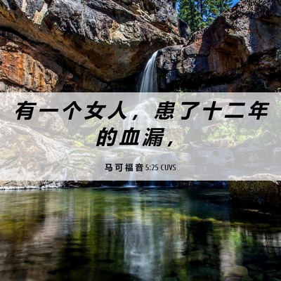 Picture 06 - 马 可 福 音 5:25 CUVS - 有 一 个 女 人 ， 患 了 十 二 年 的 - Bible Verse Picture