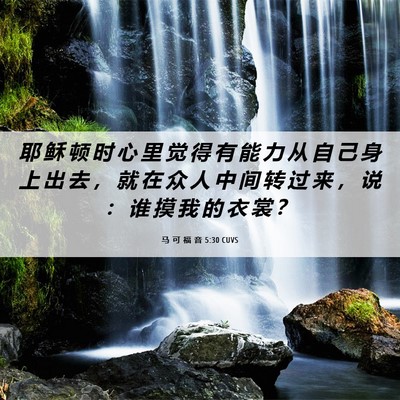 Picture 06 - 马 可 福 音 5:30 CUVS - 耶 稣 顿 时 心 里 觉 得 有 能 力 从 - Bible Verse Picture