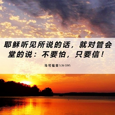 Picture 06 - 马 可 福 音 5:36 CUVS - 耶 稣 听 见 所 说 的 话 ， 就 对 管 - Bible Verse Picture
