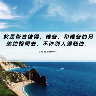 Picture 06 - 马 可 福 音 5:37 CUVS - 於 是 带 着 彼 得 、 雅 各 、 和 雅 - Bible Verse Picture