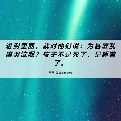 Picture 06 - 马 可 福 音 5:39 CUVS - 进 到 里 面 ， 就 对 他 们 说 ： 为 - Bible Verse Picture