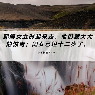 Picture 06 - 马 可 福 音 5:42 CUVS - 那 闺 女 立 时 起 来 走 。 他 们 就 - Bible Verse Picture