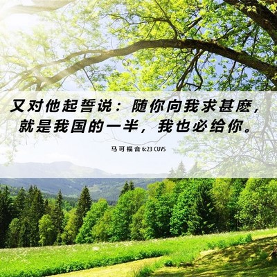 Picture 06 - 马 可 福 音 6:23 CUVS - 又 对 他 起 誓 说 ： 随 你 向 我 求 - Bible Verse Picture