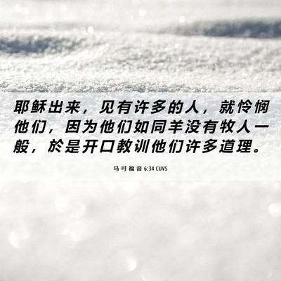 Picture 06 - 马 可 福 音 6:34 CUVS - 耶 稣 出 来 ， 见 有 许 多 的 人 ， - Bible Verse Picture