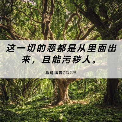 Picture 06 - 马 可 福 音 7:23 CUVS - 这 一 切 的 恶 都 是 从 里 面 出 来 - Bible Verse Picture