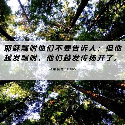 Picture 06 - 马 可 福 音 7:36 CUVS - 耶 稣 嘱 咐 他 们 不 要 告 诉 人 ； - Bible Verse Picture
