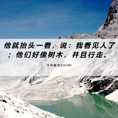 Picture 06 - 马 可 福 音 8:24 CUVS - 他 就 抬 头 一 看 ， 说 ： 我 看 见 - Bible Verse Picture
