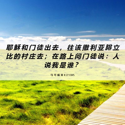 Picture 06 - 马 可 福 音 8:27 CUVS - 耶 稣 和 门 徒 出 去 ， 往 该 撒 利 - Bible Verse Picture