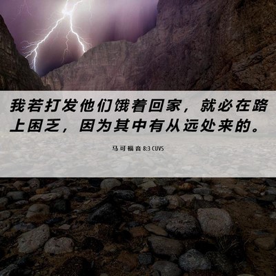 Picture 06 - 马 可 福 音 8:3 CUVS - 我 若 打 发 他 们 饿 着 回 家 ， 就 - Bible Verse Picture