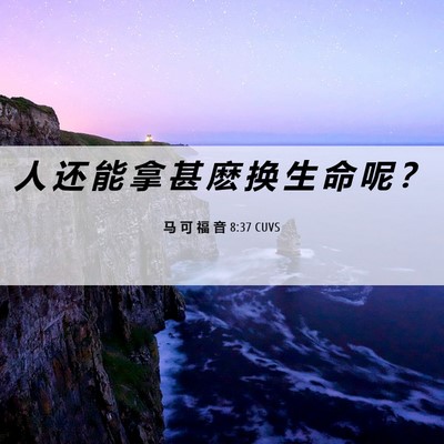 Picture 06 - 马 可 福 音 8:37 CUVS - 人 还 能 拿 甚 麽 换 生 命 呢 - Bible Verse Picture
