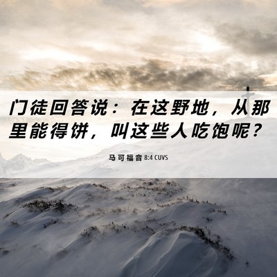 Picture 06 - 马 可 福 音 8:4 CUVS - 门 徒 回 答 说 ： 在 这 野 地 ， 从 - Bible Verse Picture