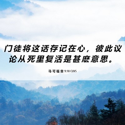Picture 06 - 马 可 福 音 9:10 CUVS - 门 徒 将 这 话 存 记 在 心 ， 彼 此 - Bible Verse Picture