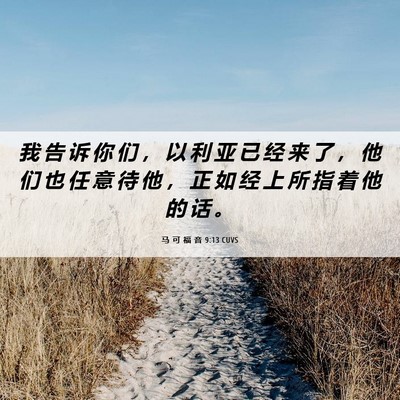 Picture 06 - 马 可 福 音 9:13 CUVS - 我 告 诉 你 们 ， 以 利 亚 已 经 来 - Bible Verse Picture