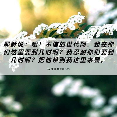 Picture 06 - 马 可 福 音 9:19 CUVS - 耶 稣 说 ： 嗳 ！ 不 信 的 世 代 阿 - Bible Verse Picture