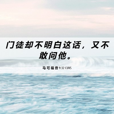 Picture 06 - 马 可 福 音 9:32 CUVS - 门 徒 却 不 明 白 这 话 ， 又 不 敢 - Bible Verse Picture