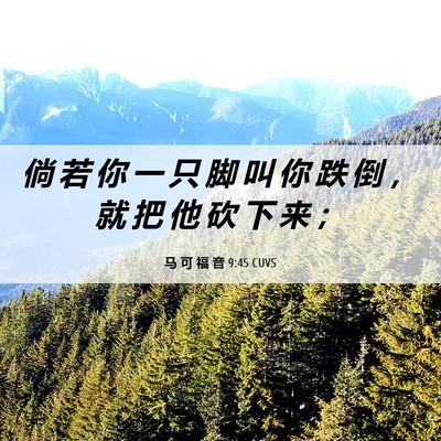 Picture 06 - 马 可 福 音 9:45 CUVS - 倘 若 你 一 只 脚 叫 你 跌 倒 ， 就 - Bible Verse Picture
