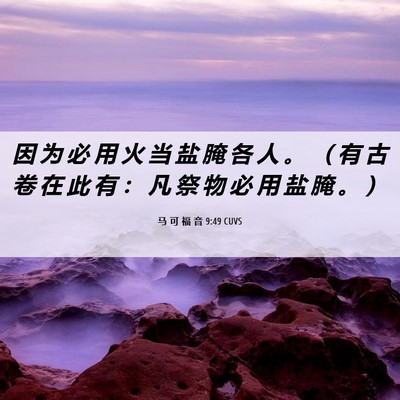 Picture 06 - 马 可 福 音 9:49 CUVS - 因 为 必 用 火 当 盐 腌 各 人 。 （ - Bible Verse Picture