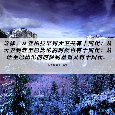 Picture 06 - 马 太 福 音 1:17 CUVS - 这 样 ， 从 亚 伯 拉 罕 到 大 卫 共 - Bible Verse Picture