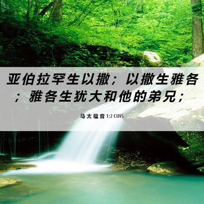 Picture 06 - 马 太 福 音 1:2 CUVS - 亚 伯 拉 罕 生 以 撒 ； 以 撒 生 雅 - Bible Verse Picture