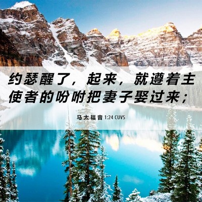 Picture 06 - 马 太 福 音 1:24 CUVS - 约 瑟 醒 了 ， 起 来 ， 就 遵 着 主 - Bible Verse Picture