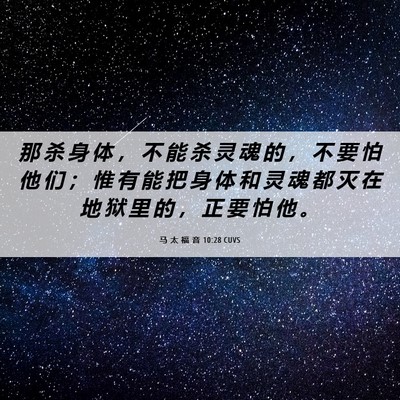 Picture 06 - 马 太 福 音 10:28 CUVS - 那 杀 身 体 ， 不 能 杀 灵 魂 的 ， - Bible Verse Picture