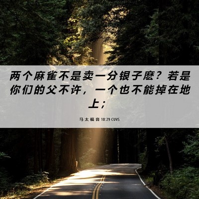 Picture 06 - 马 太 福 音 10:29 CUVS - 两 个 麻 雀 不 是 卖 一 分 银 子 麽 - Bible Verse Picture