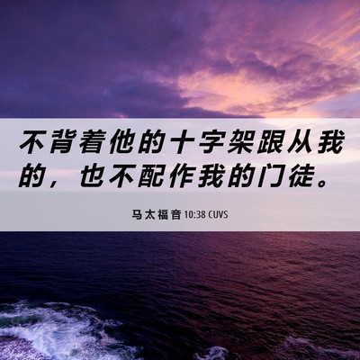 Picture 06 - 马 太 福 音 10:38 CUVS - 不 背 着 他 的 十 字 架 跟 从 我 的 - Bible Verse Picture