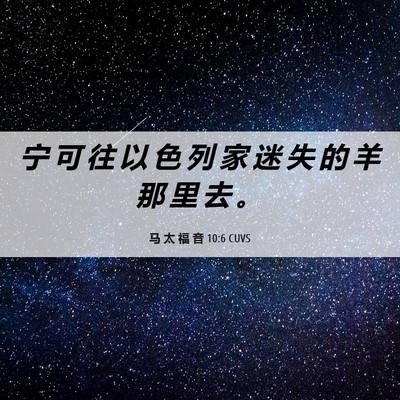 Picture 06 - 马 太 福 音 10:6 CUVS - 宁 可 往 以 色 列 家 迷 失 的 羊 那 - Bible Verse Picture