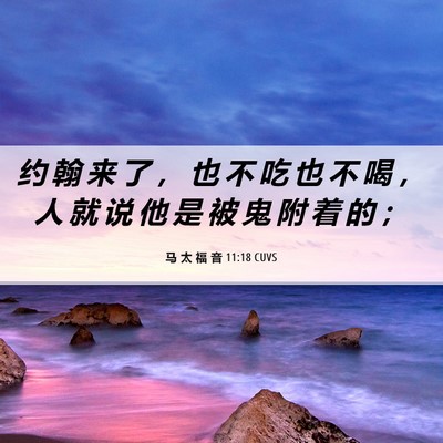 Picture 06 - 马 太 福 音 11:18 CUVS - 约 翰 来 了 ， 也 不 吃 也 不 喝 ， - Bible Verse Picture