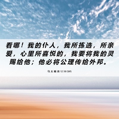 Picture 06 - 马 太 福 音 12:18 CUVS - 看 哪 ！ 我 的 仆 人 ， 我 所 拣 选 - Bible Verse Picture