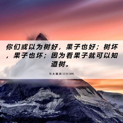 Picture 06 - 马 太 福 音 12:33 CUVS - 你 们 或 以 为 树 好 ， 果 子 也 好 - Bible Verse Picture