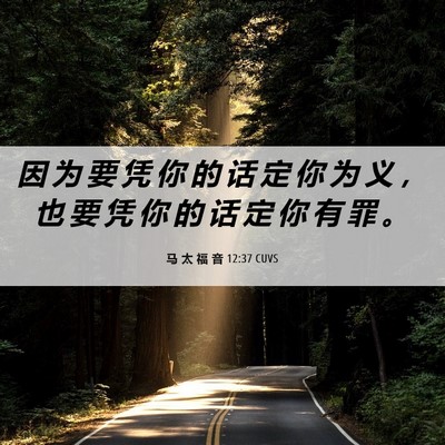 Picture 06 - 马 太 福 音 12:37 CUVS - 因 为 要 凭 你 的 话 定 你 为 义 ， - Bible Verse Picture
