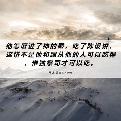 Picture 06 - 马 太 福 音 12:4 CUVS - 他 怎 麽 进 了 神 的 殿 ， 吃 了 陈 - Bible Verse Picture