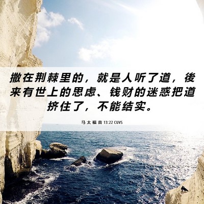 Picture 06 - 马 太 福 音 13:22 CUVS - 撒 在 荆 棘 里 的 ， 就 是 人 听 了 - Bible Verse Picture