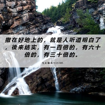 Picture 06 - 马 太 福 音 13:23 CUVS - 撒 在 好 地 上 的 ， 就 是 人 听 道 - Bible Verse Picture