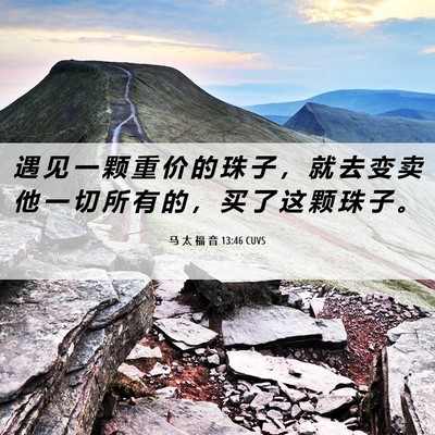 Picture 06 - 马 太 福 音 13:46 CUVS - 遇 见 一 颗 重 价 的 珠 子 ， 就 去 - Bible Verse Picture